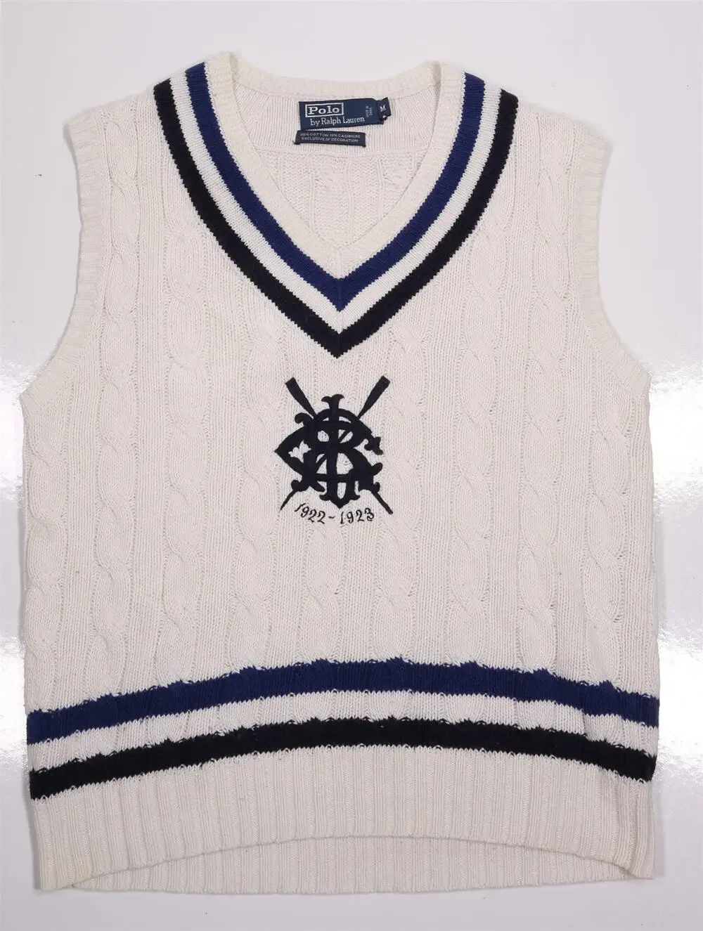 Polo Ralph Lauren Vintage Crest Logo 1922-1923 Cable Knit Sweater Vest Medium